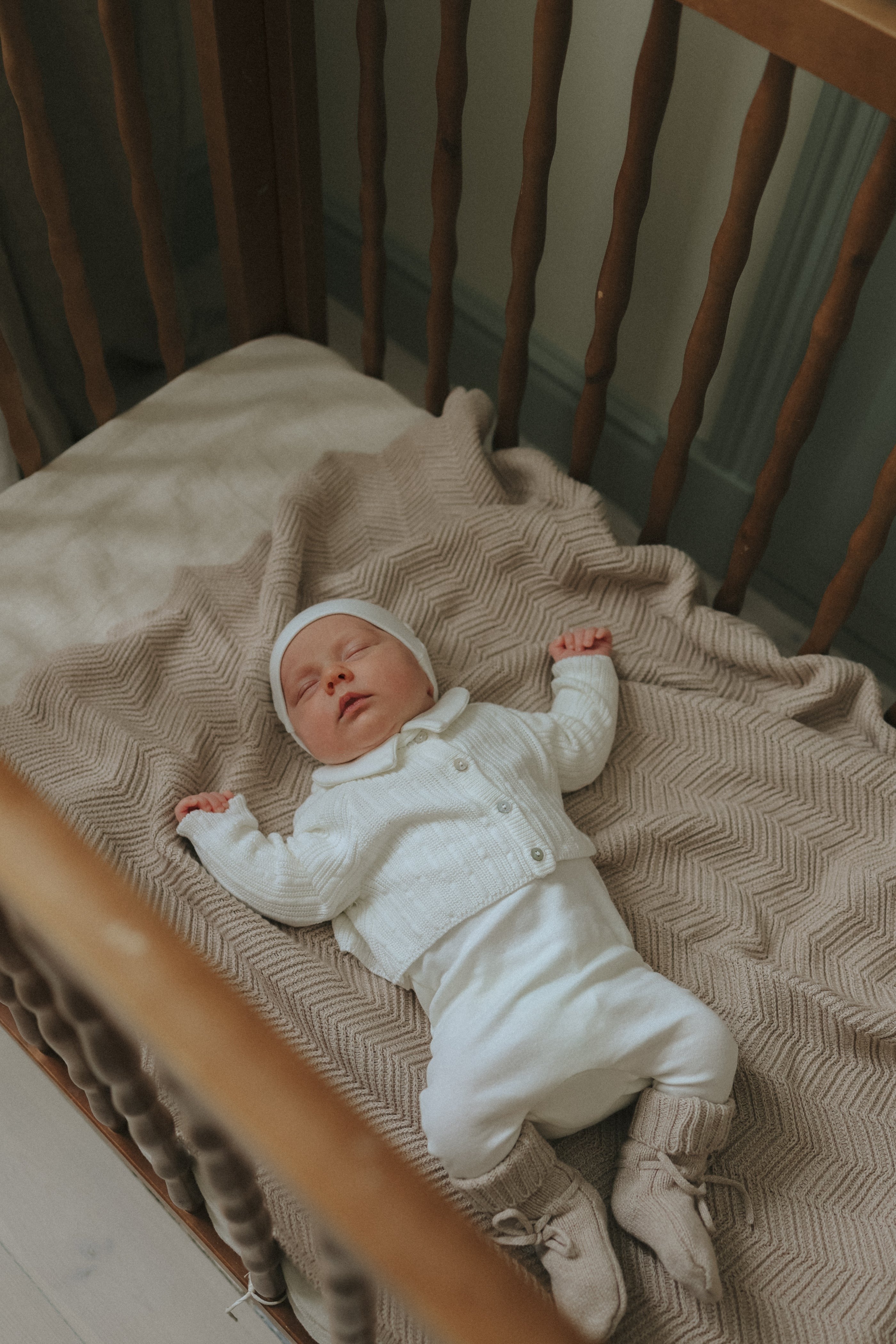 Winter White Crop Pointelle Cardigan and Bonnet Set