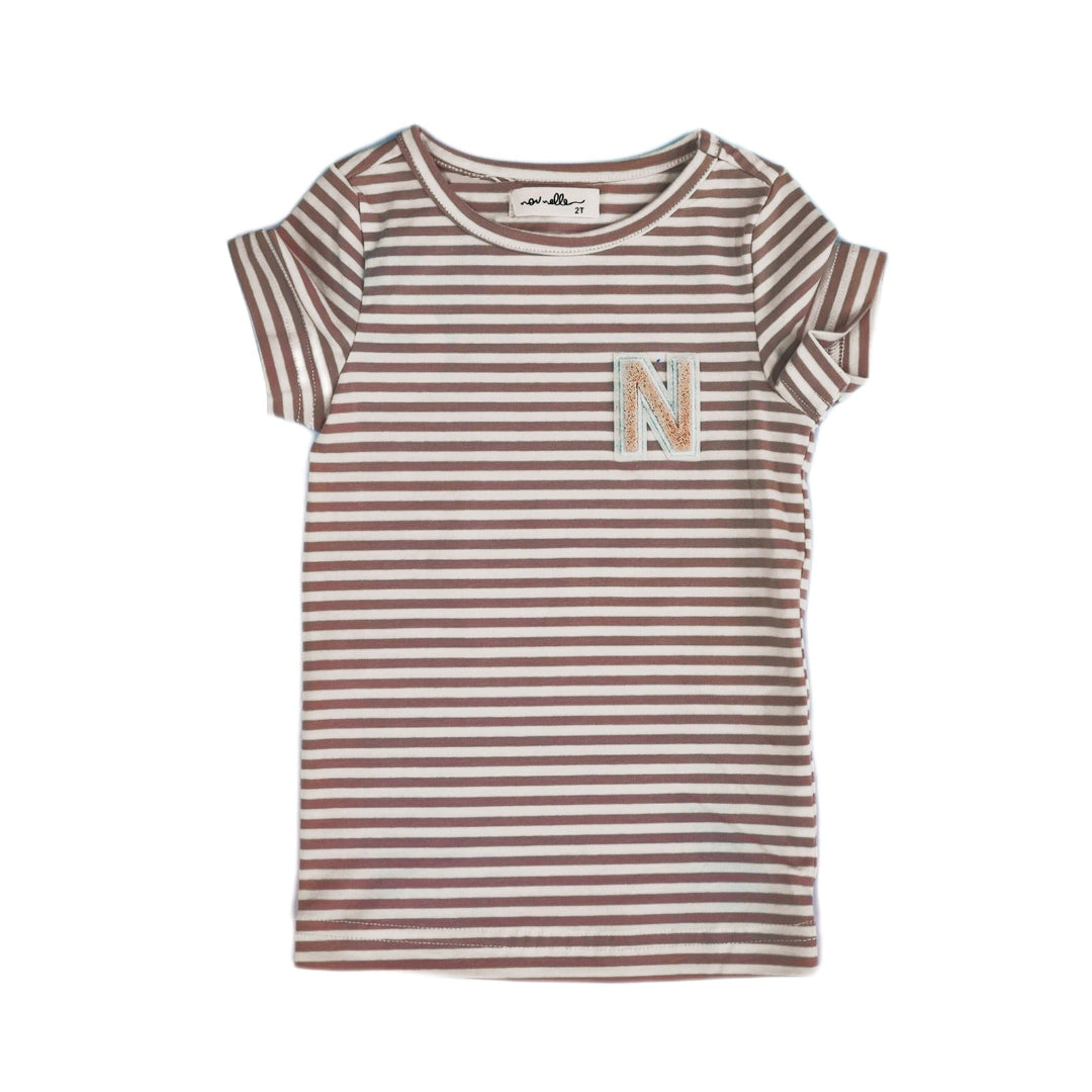 Pink N-Striped Short Sleeve Tee