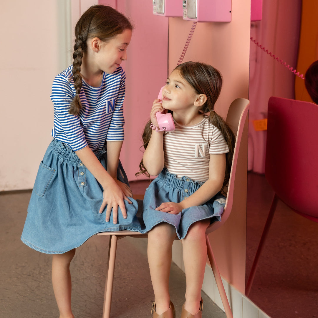 Pink N-Striped Short Sleeve Tee