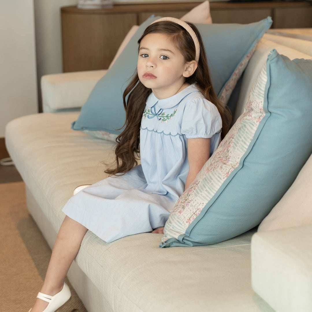 Blue Scalloped Embroidered Dress