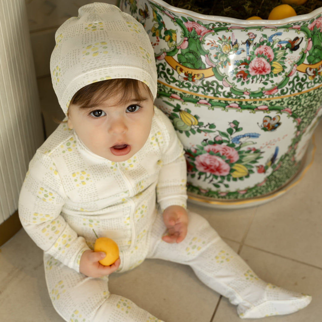 Orchard Plaid Boys Print Footie with Beanie