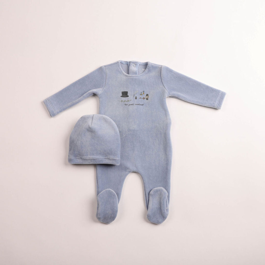 Crystal Blue Paraphenalia Velour Footie/Beanie