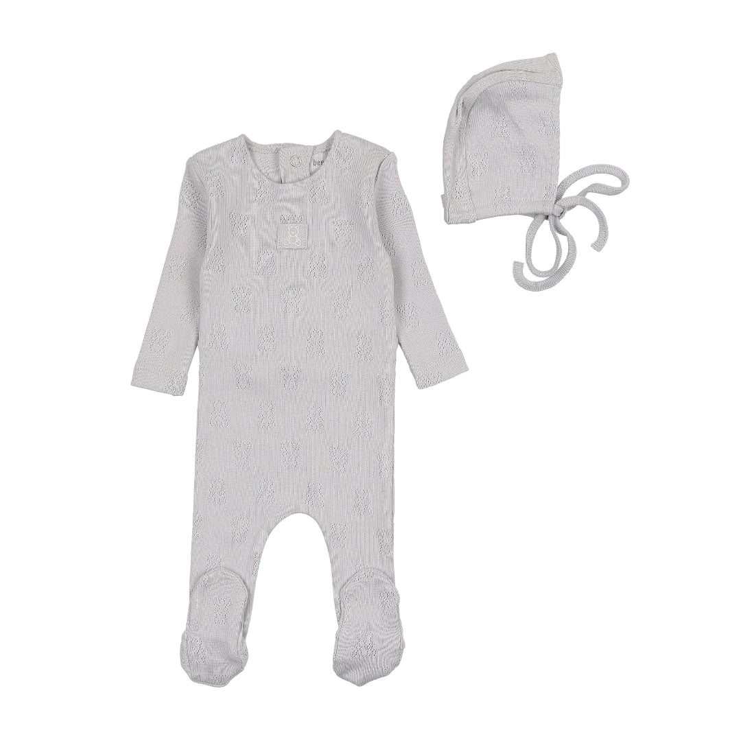 Fortress Petit Ourse Pointelle Footie with Bonnet