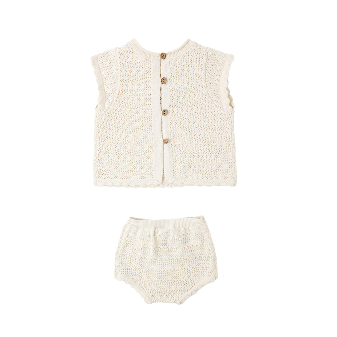 Natural Scallop Knit Baby Set