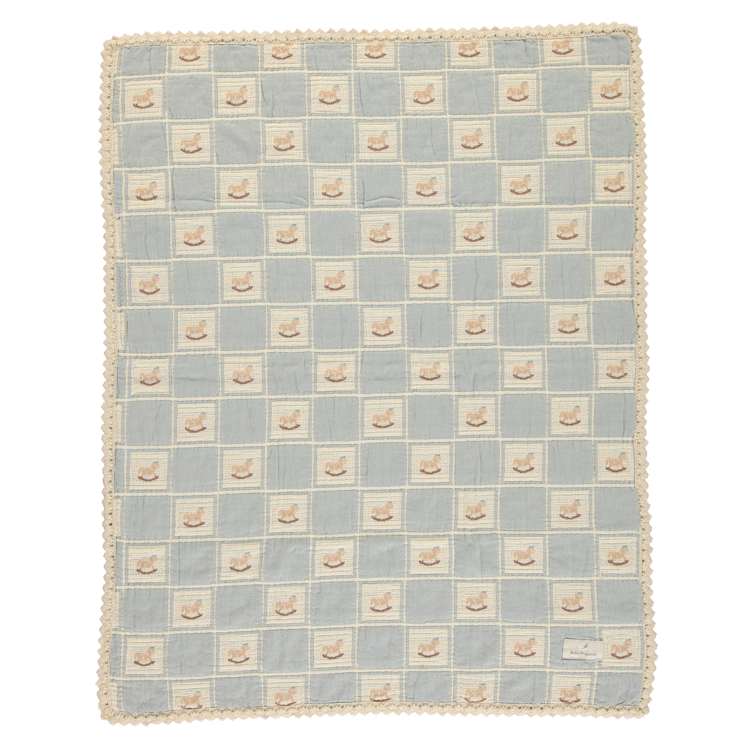 Blue Rocking Horse Patchwork Blanket