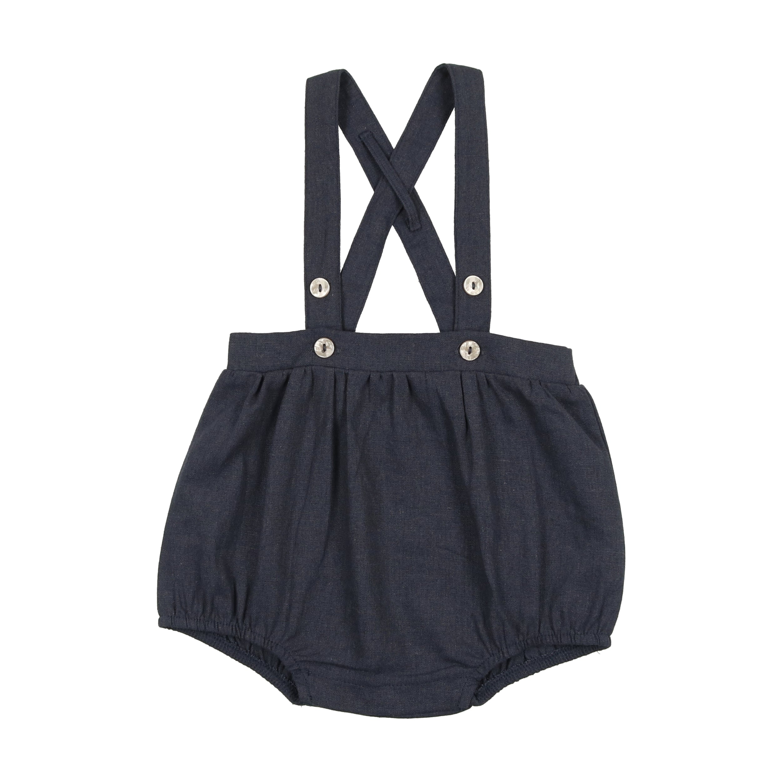 Off Navy Suspender Bubble Romper