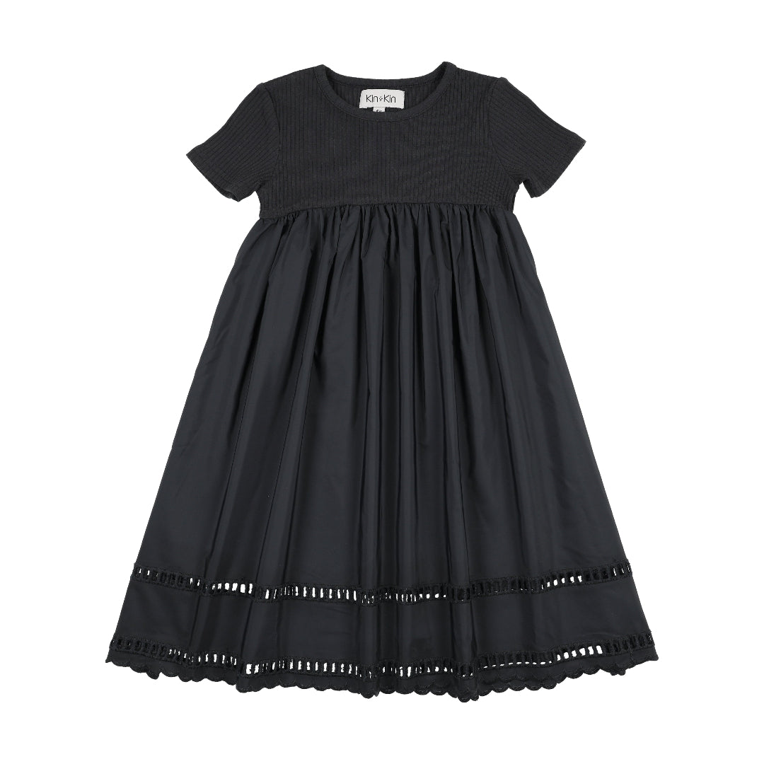 Navy Mix Media Short Sleeve Robe