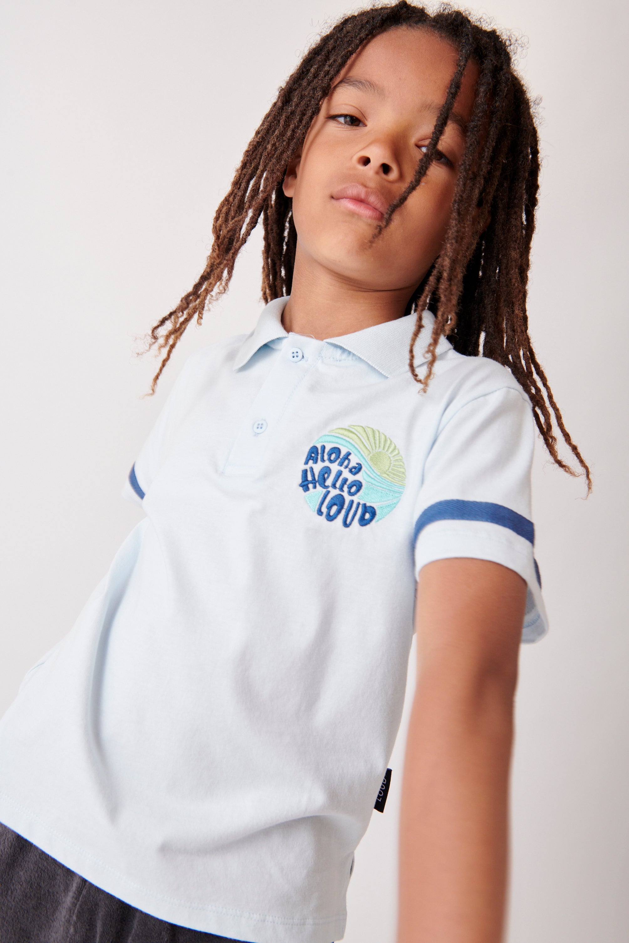 Delicate Blue Malama Polo T-Shirt