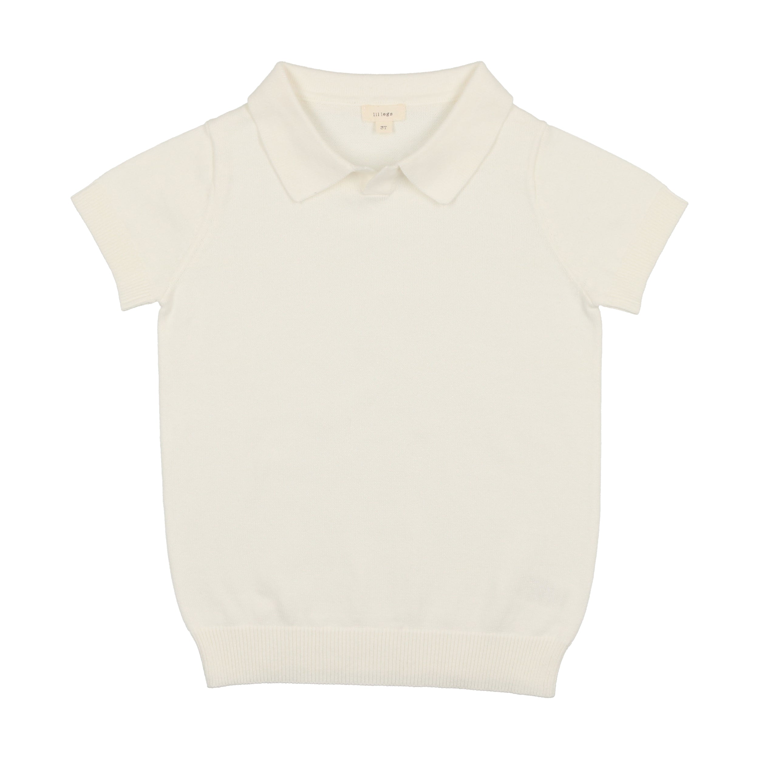 Cream Knit Short Sleeve Polo Shirt