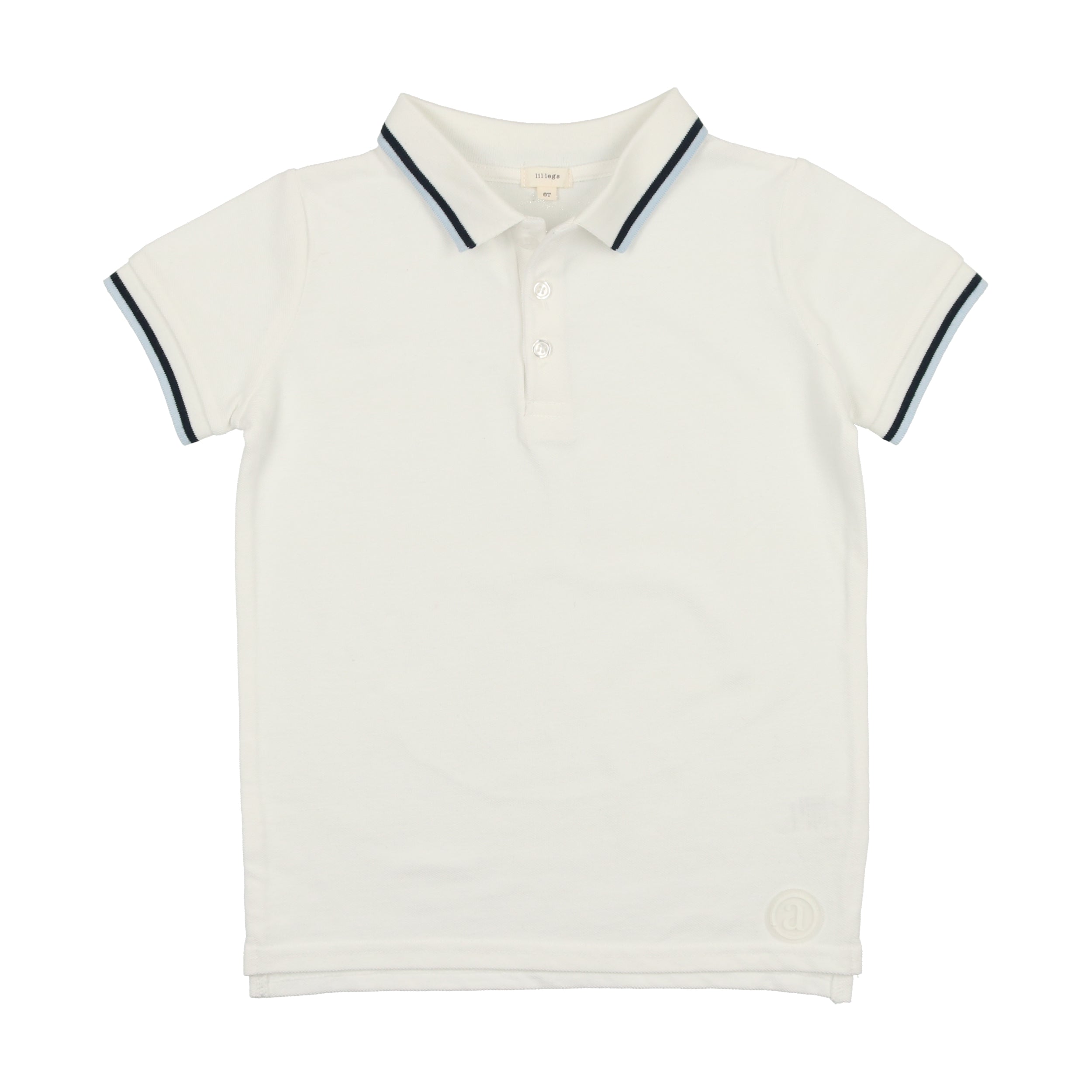 White/Blue Trim Short Sleeve Polo