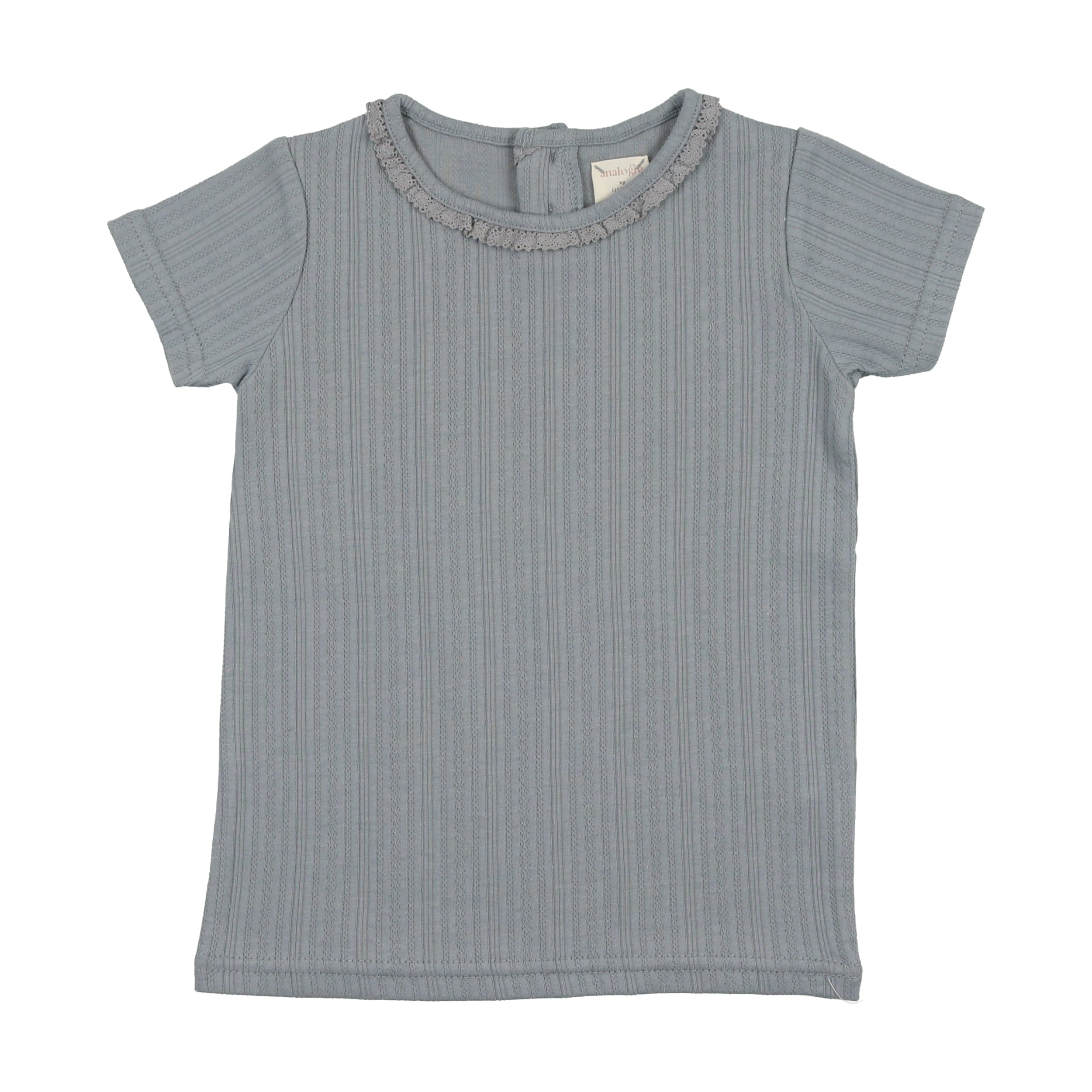 Light Blue Pointelle Short Sleeves T-Shirt