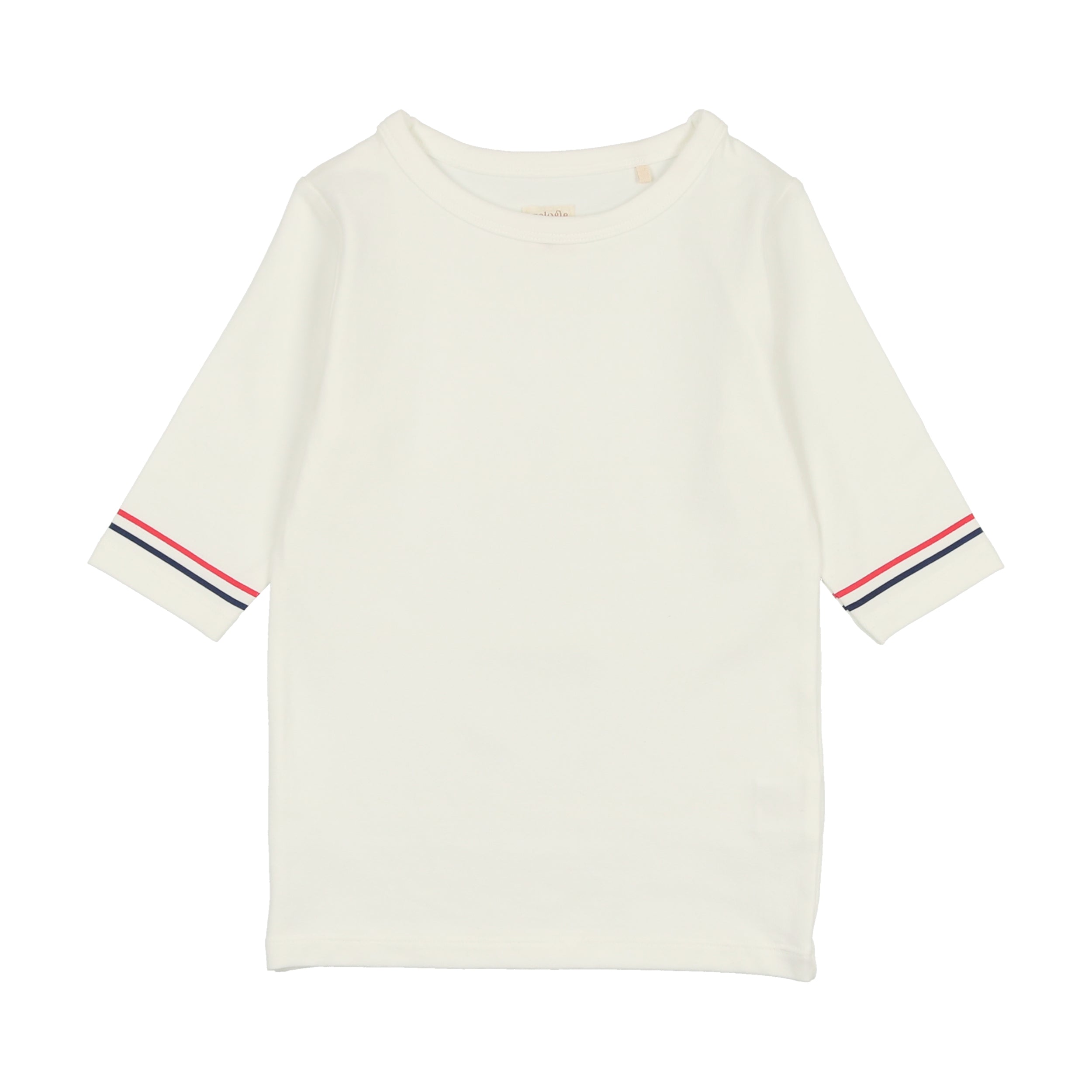 White w/ Stripe Three Quarter Sleeve T-Shirt
