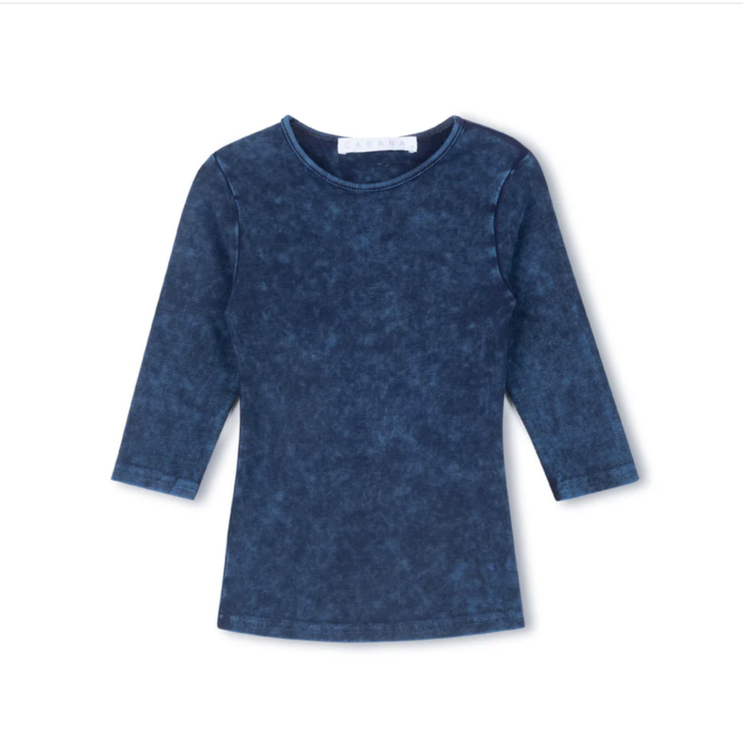 Blue Mineral Wash Ribbed Tee