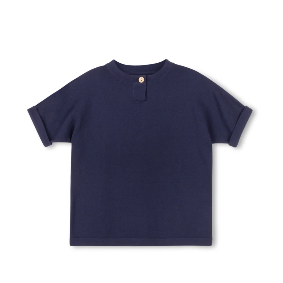 Navy Double Fine Knit Top
