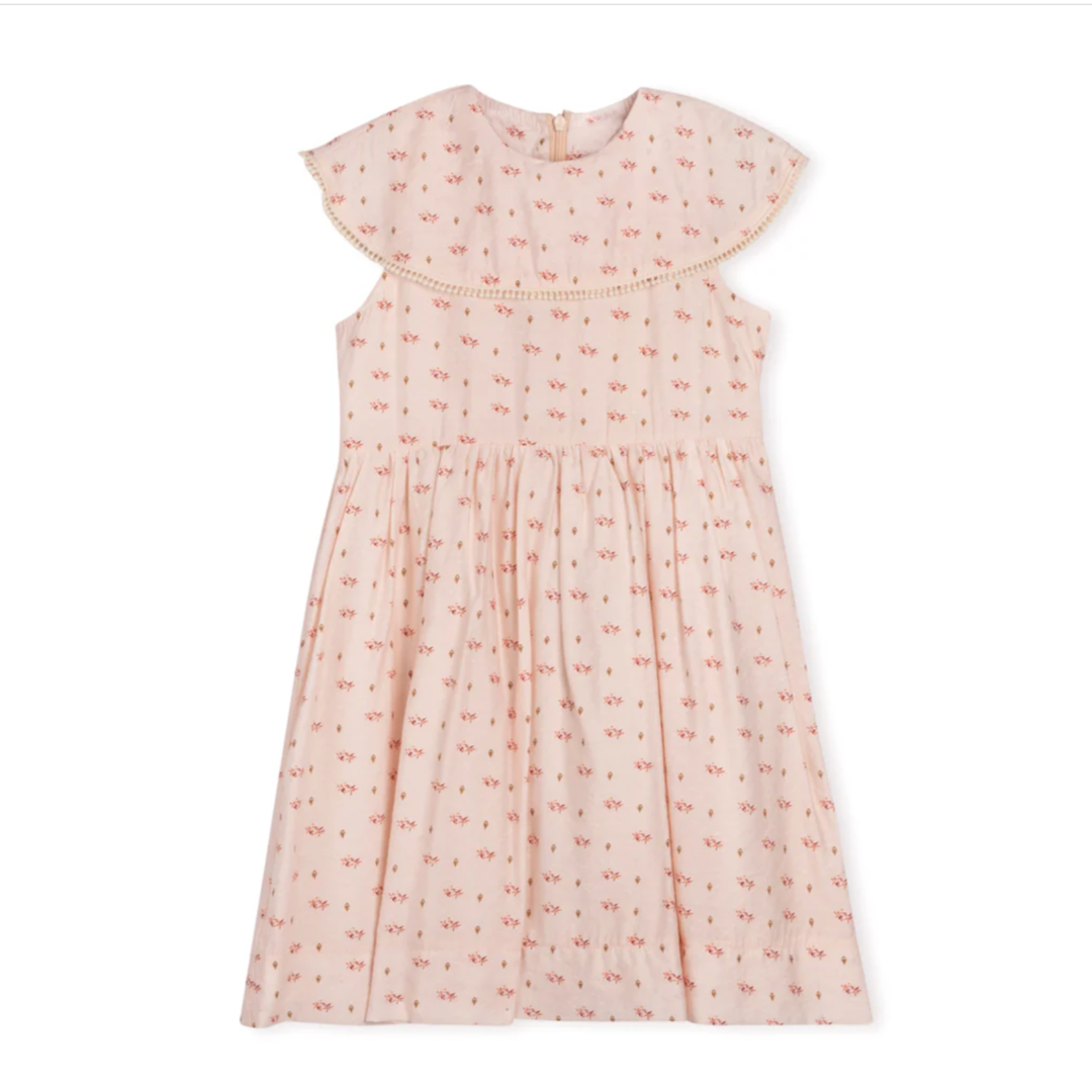 Floral Dan Big Shoulder Bib Waisted Dress