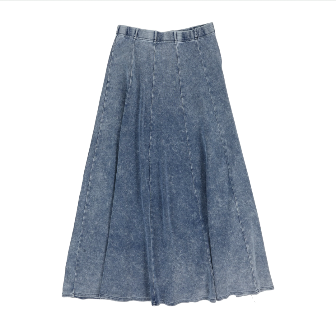 Blue Wash Panel Maxi Skirt