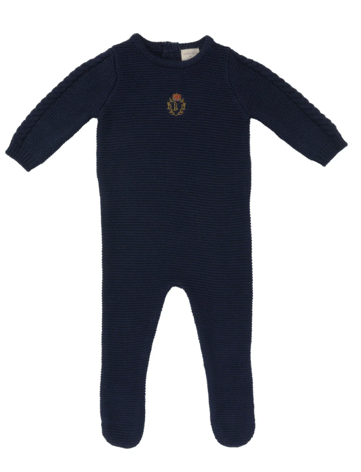 Cherry Scallop Footie Set-Off Navy