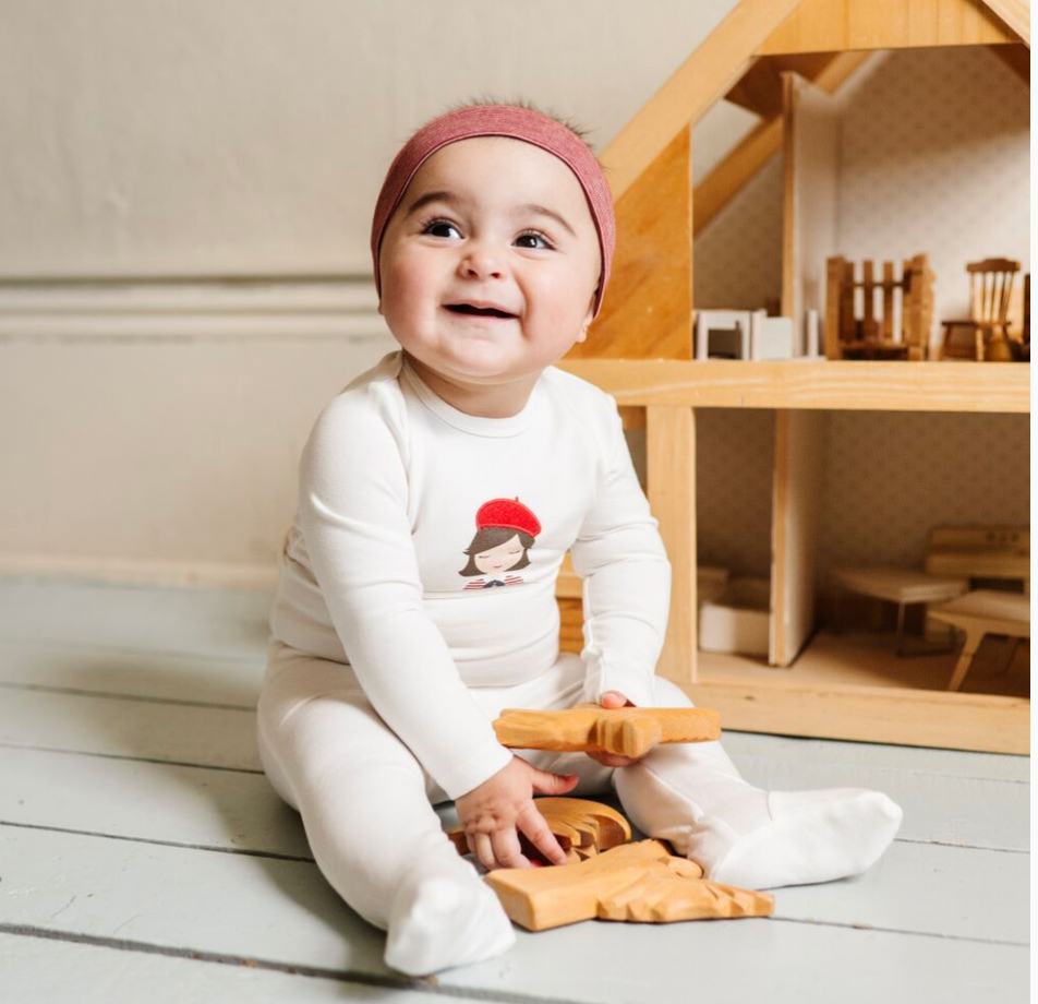 Ivory Organic French Terry French Girl Footie Set