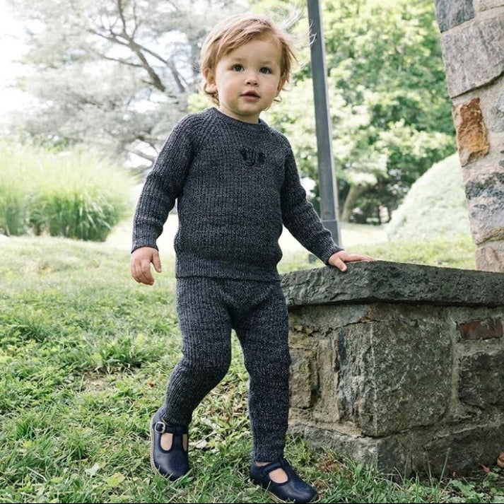 Navy Marled Toddler Set Boy