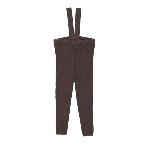 Chocolate Brown Knit Suspender Leggings