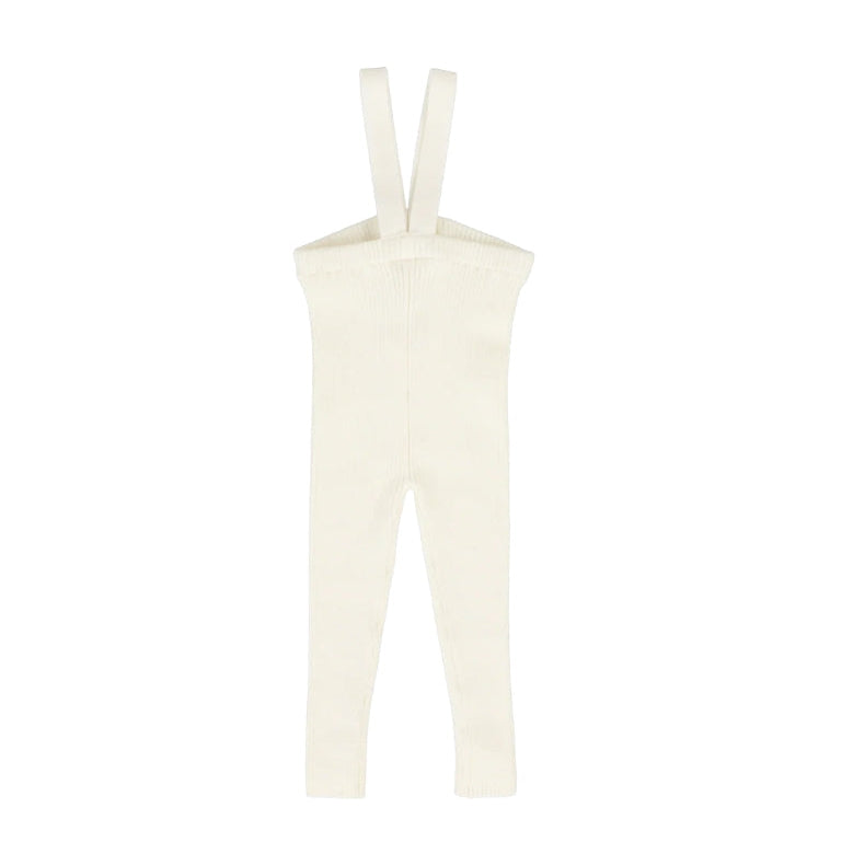 Cream Knit Suspender Leggings