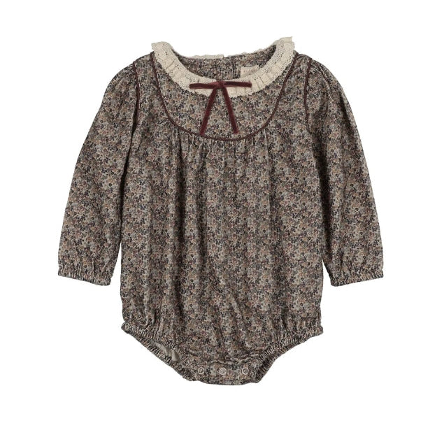 Oxford Tan Print Home Garden Girl Romper