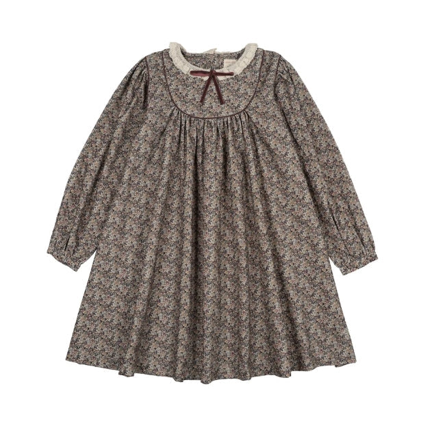Oxford Tan Print Home Garden Laced Trimmed Dress
