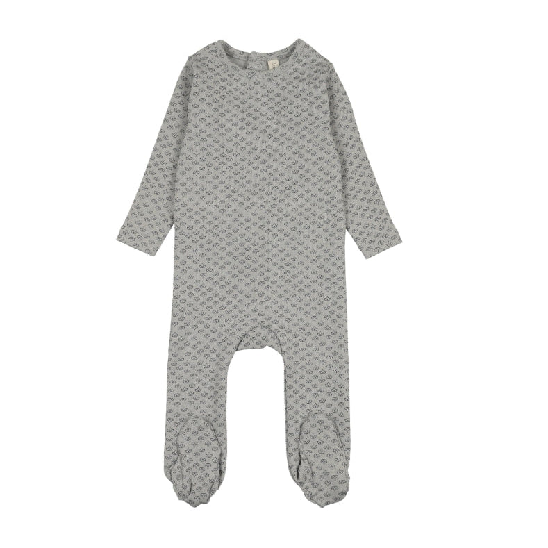 Pale Blue Mini Flora Print Footie