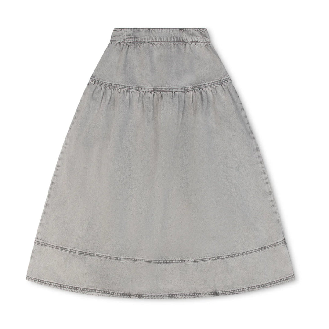 Grey Classic Denim Maxi Skirt