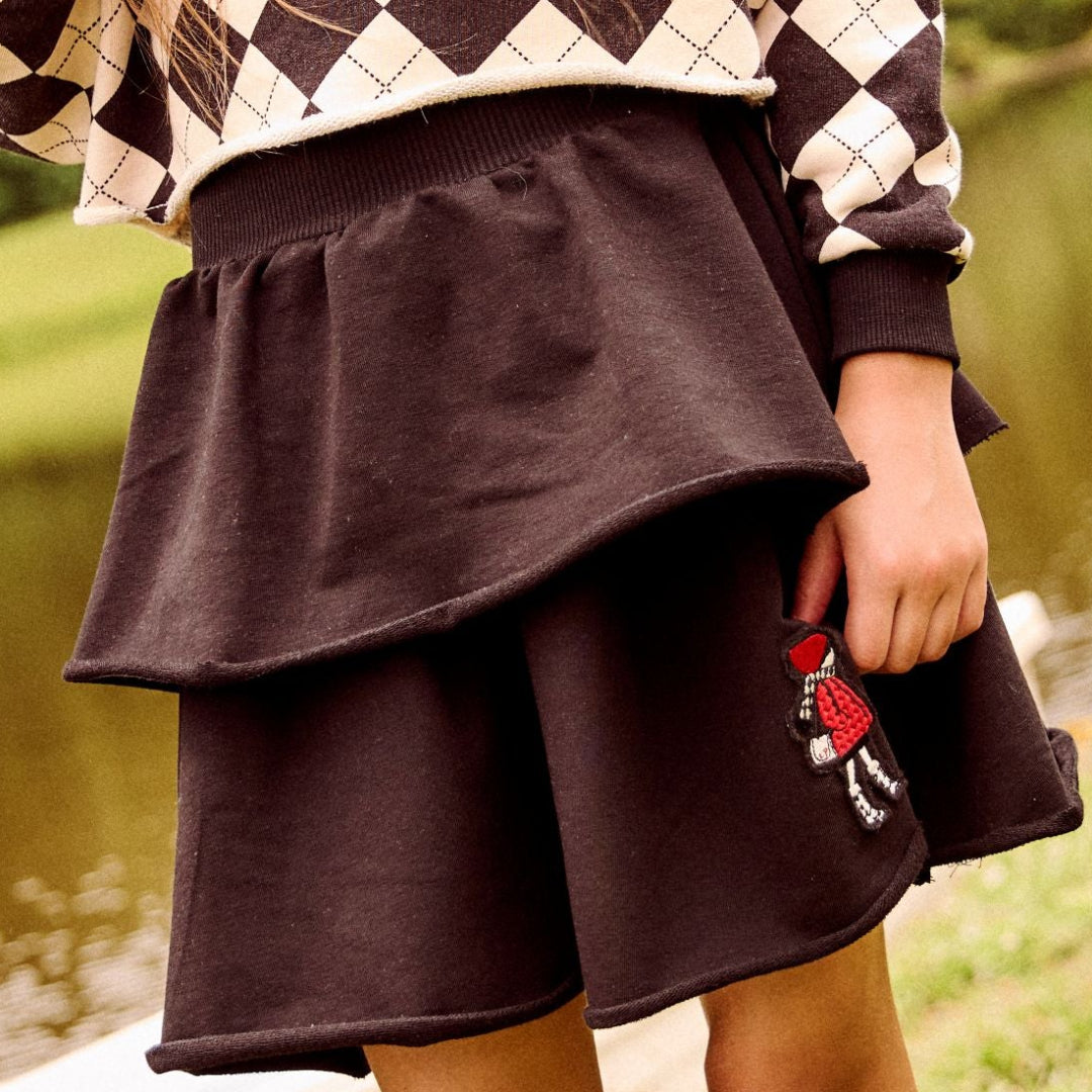 Black LP Doll Patch Tiered Skirt