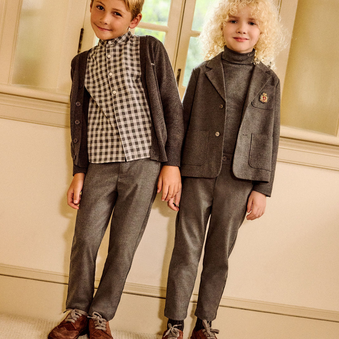 Grey Patterned Boy's Shirt