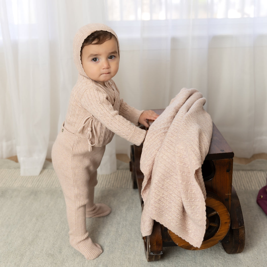 Marled Pink Soft Cable Knit Outfit