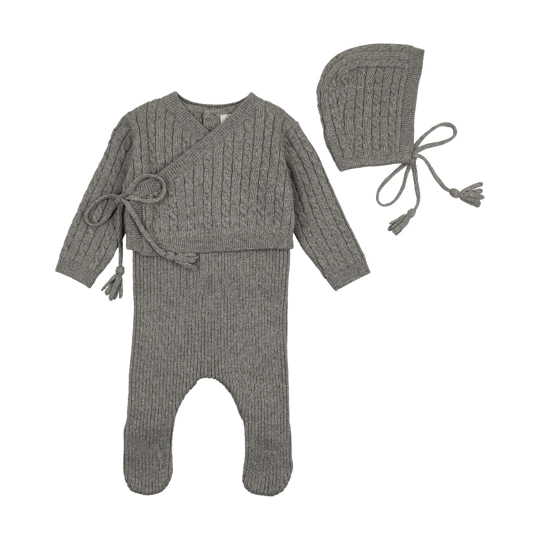 Charcoal Soft Cable Knit Outfit