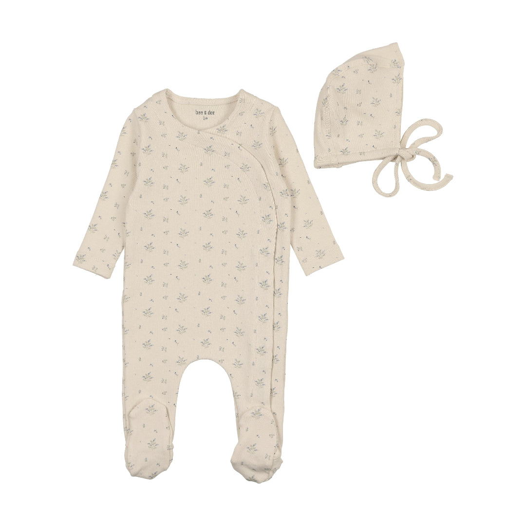 Shadow White Boys Sweet Blossom Wrap Footie with Bonnet