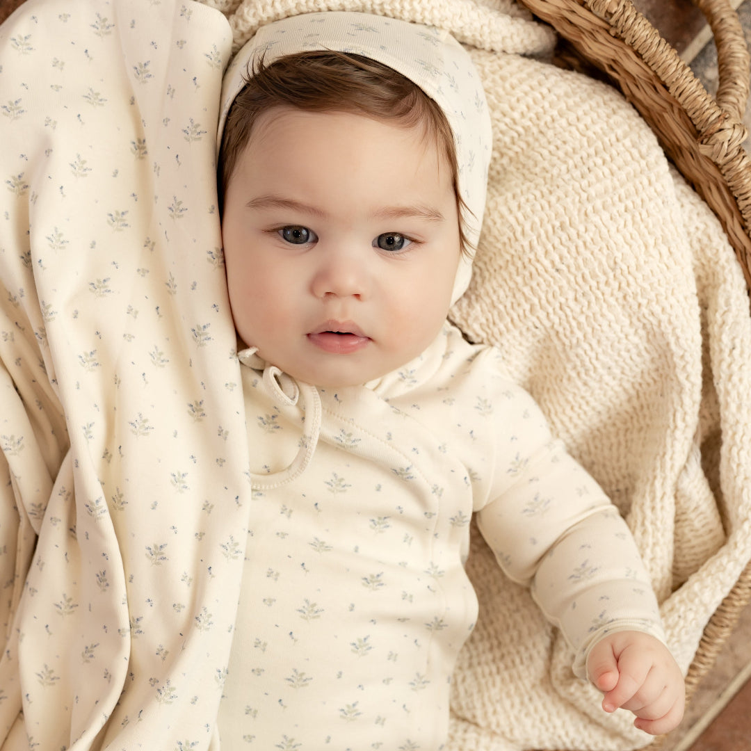 Shadow White Boys Sweet Blossom Wrap Footie with Bonnet