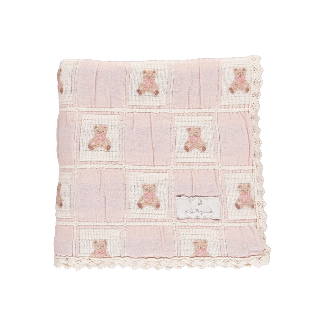 Mauve Teddy Patchwork Baby Blanket