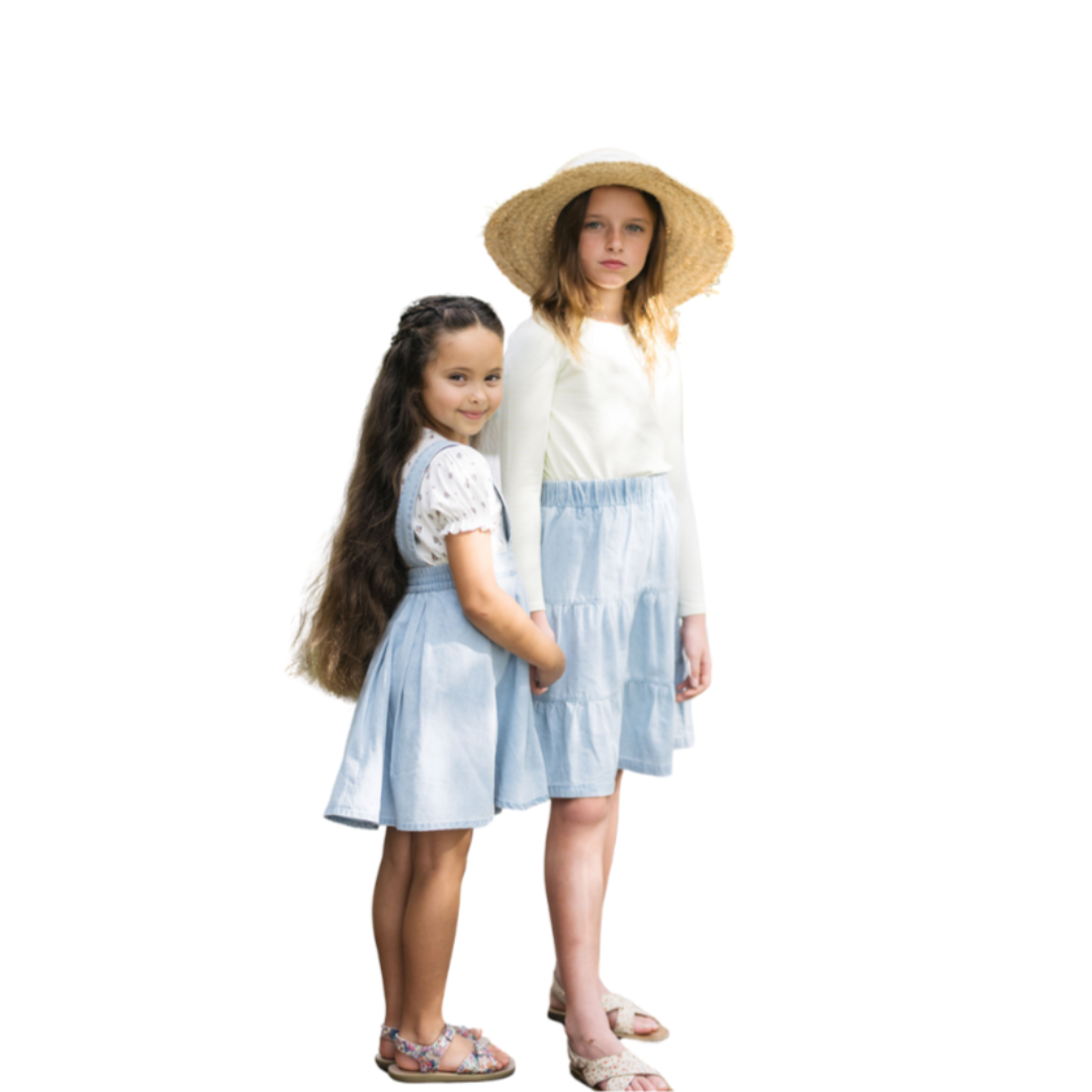 Light Wash Tiered Denim Skirt