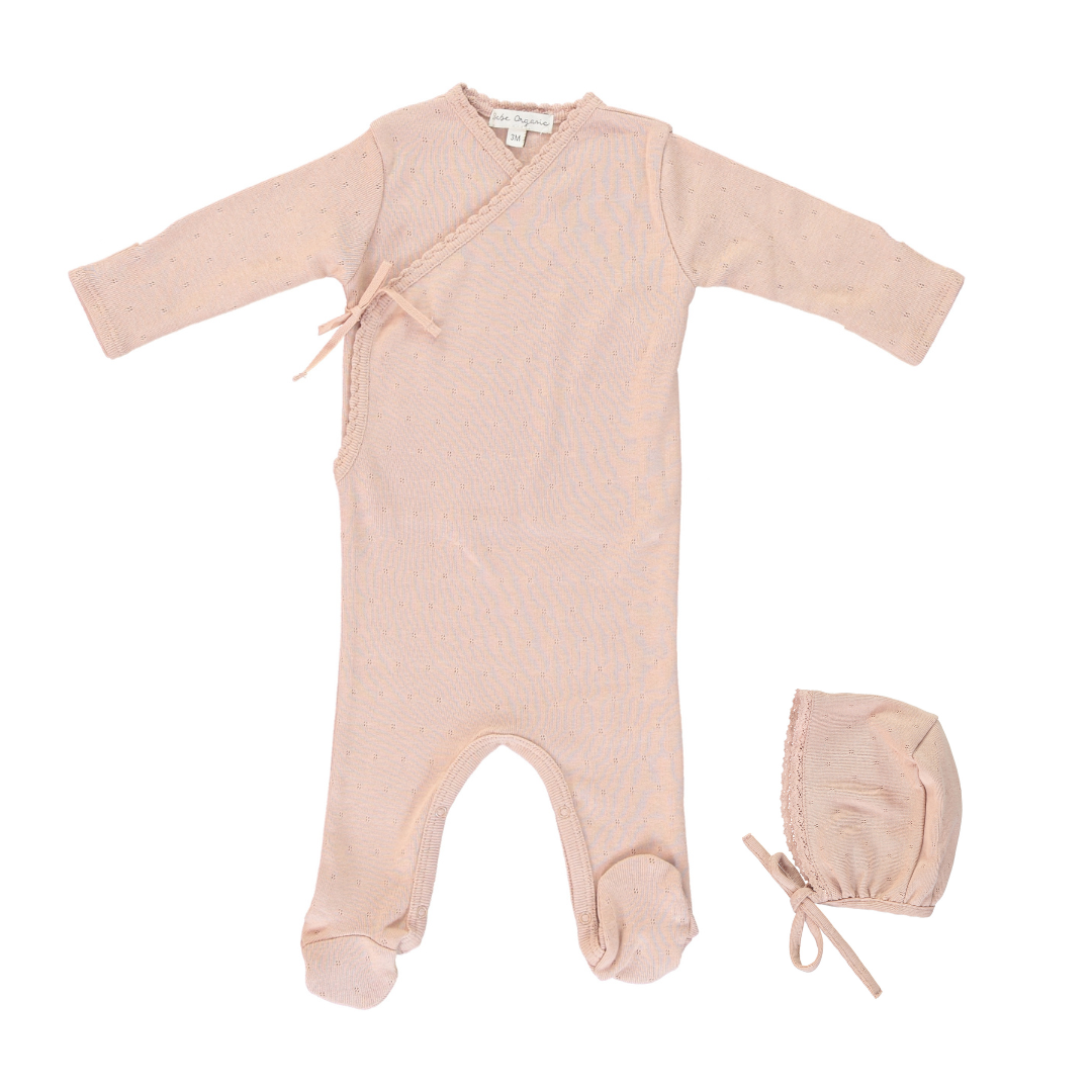 Powder Bebe Wrap Overall Footie & Bonnet Set