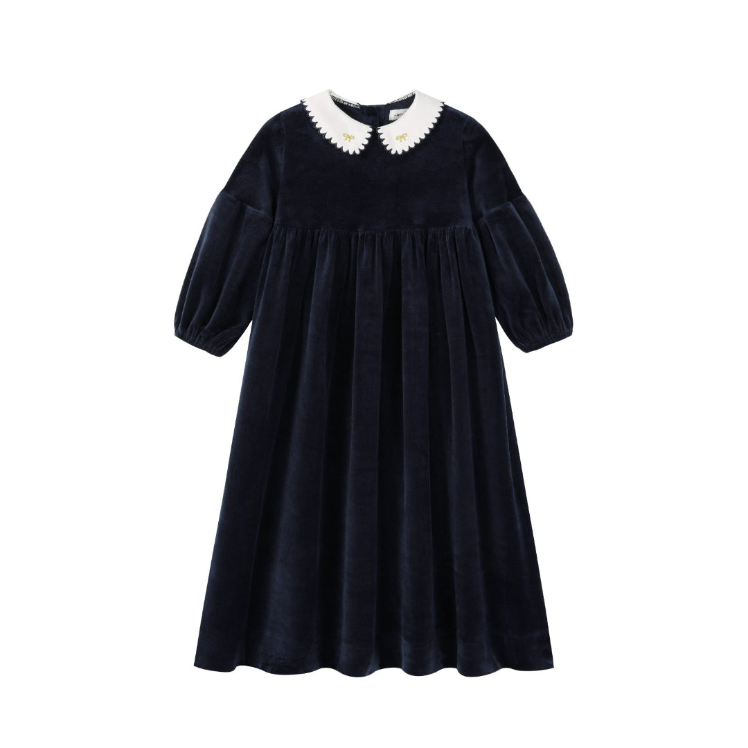 Navy Velour Lace Robe