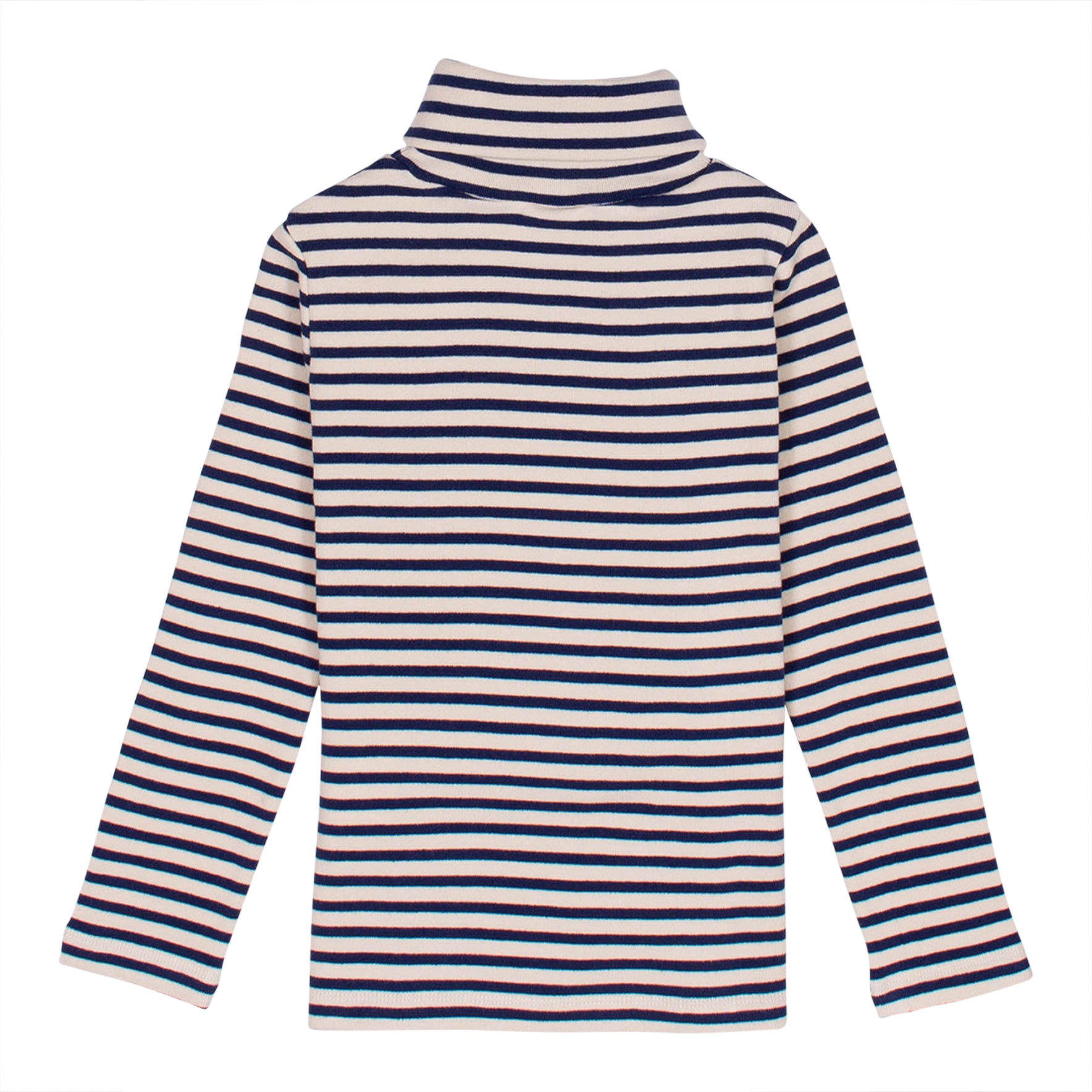 Navy/Ecru Stripe Roll Neck