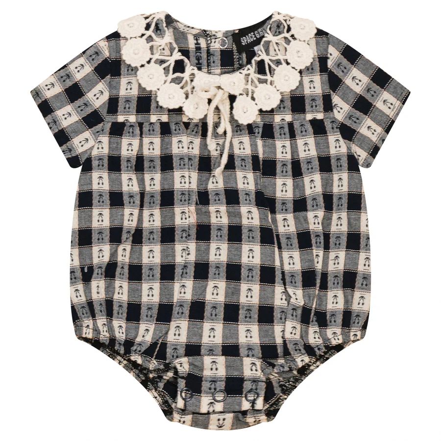 Navy Checkered Romper