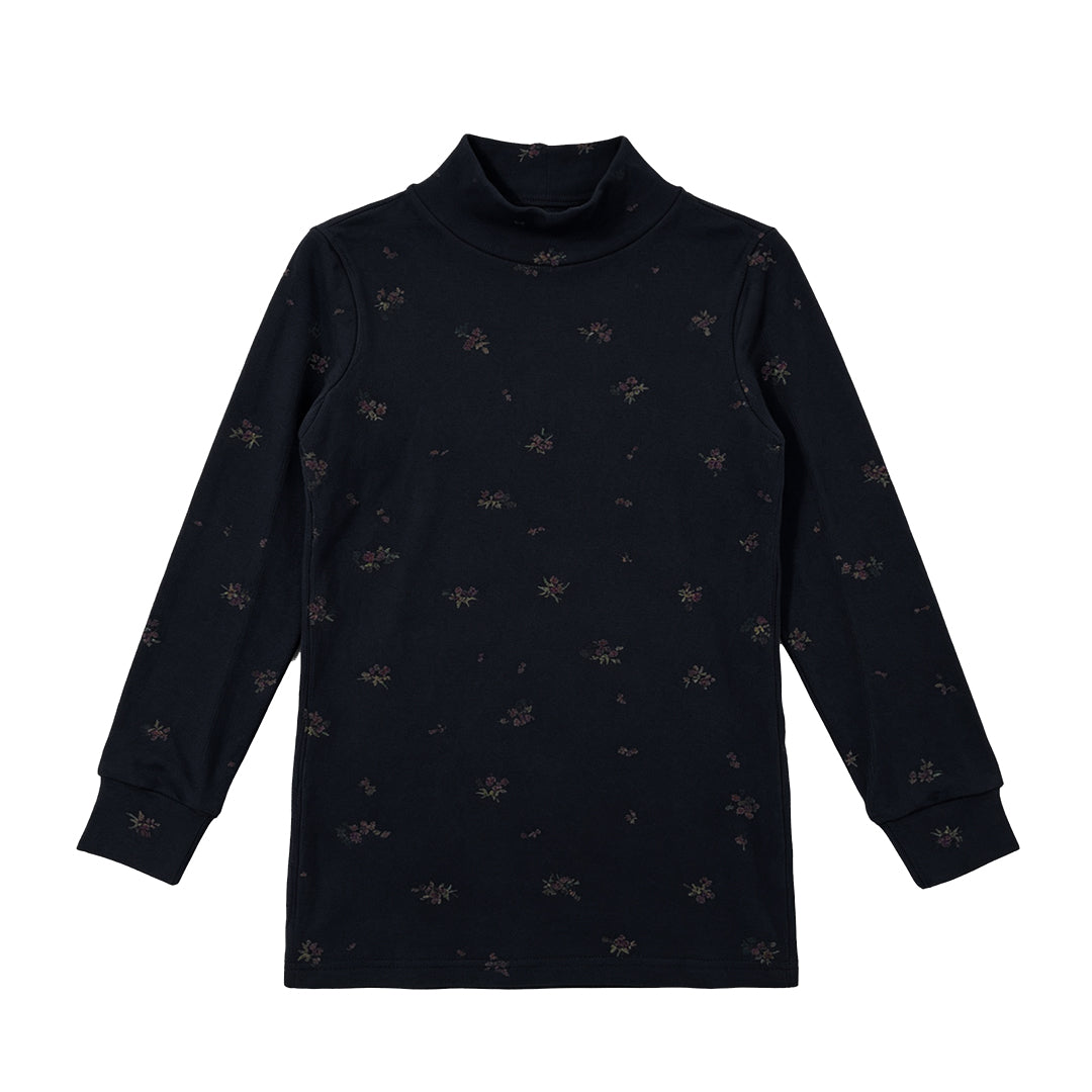 Black Floral Turtleneck