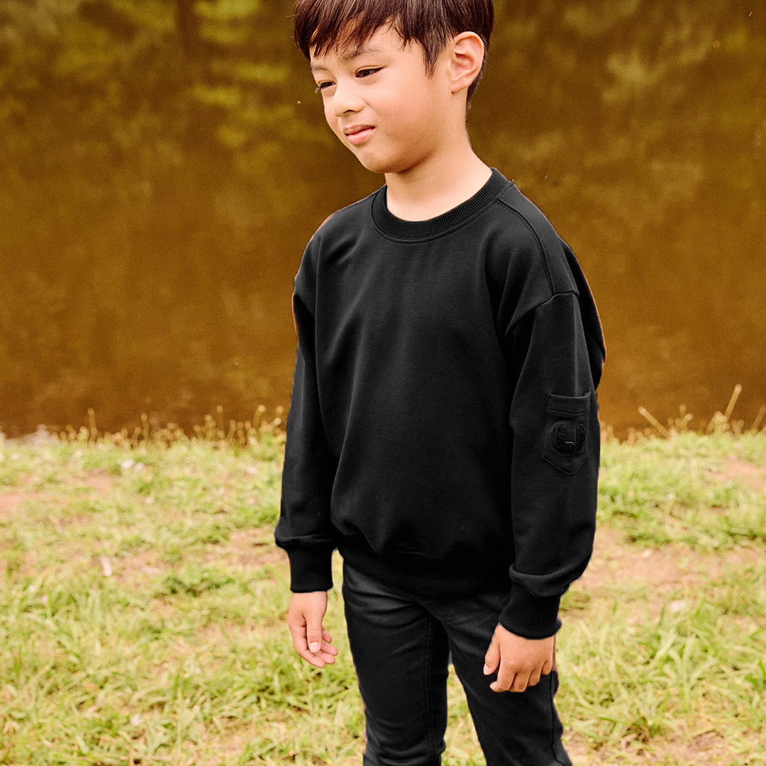 Black Boy's Pocket Sleeve Sweatshirt