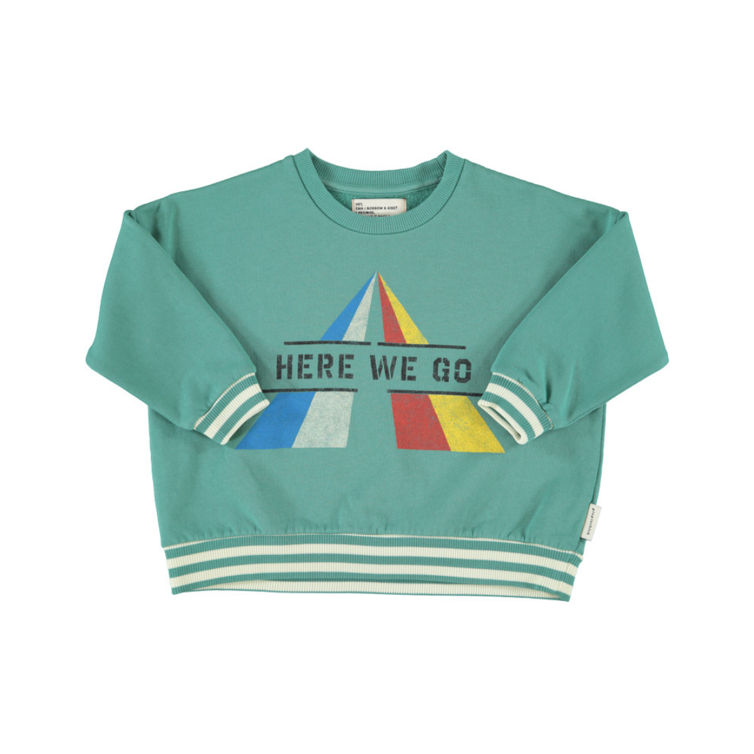 Green w/ "here we go" Print Sweatshirt