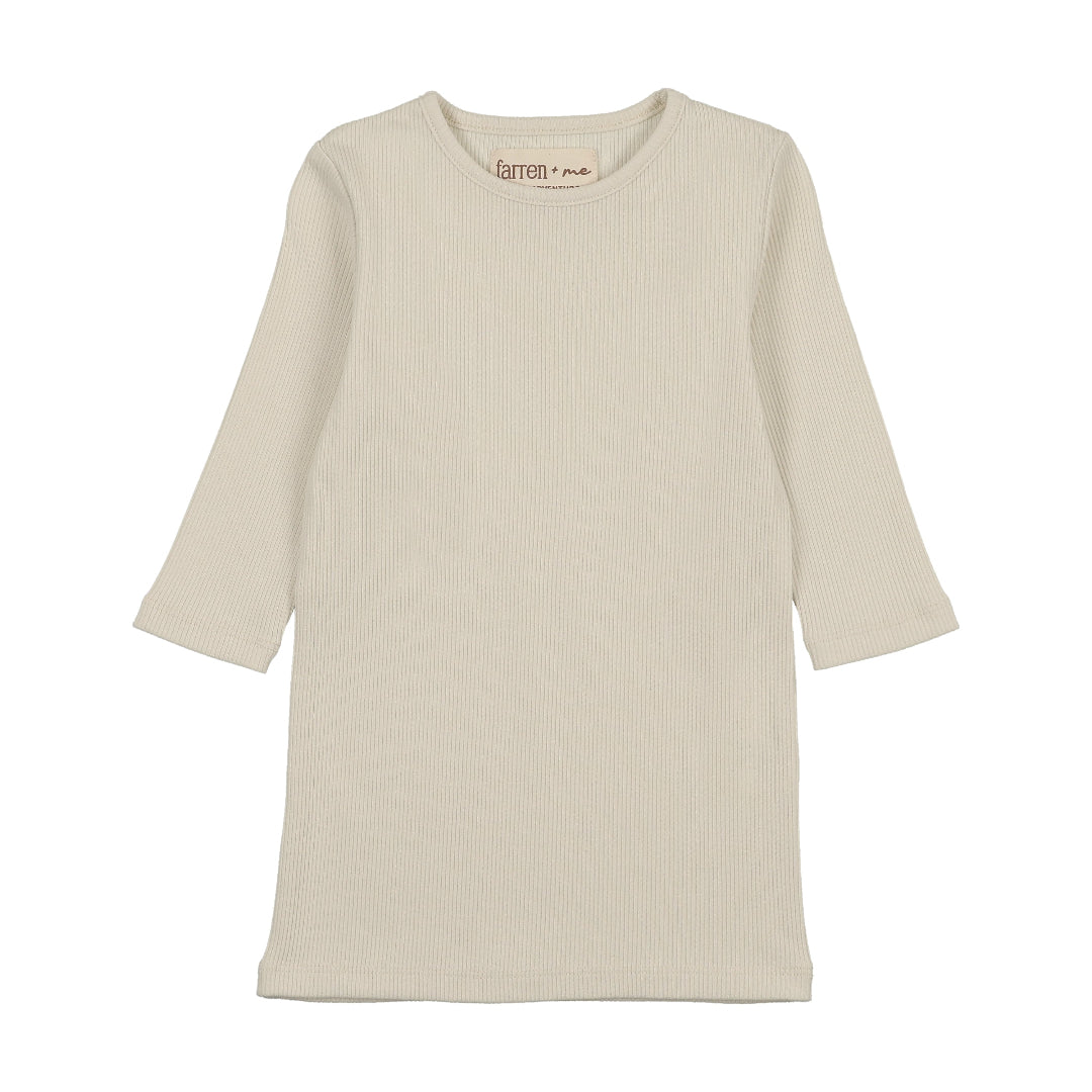 Cream Solid 3/4 Sleeve T-Shirt