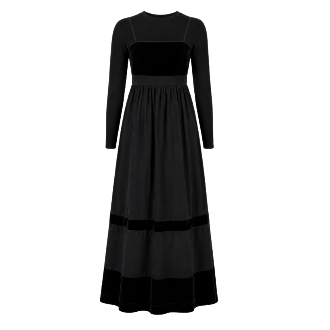 Black Carmen Velvet Chevron Jumper
