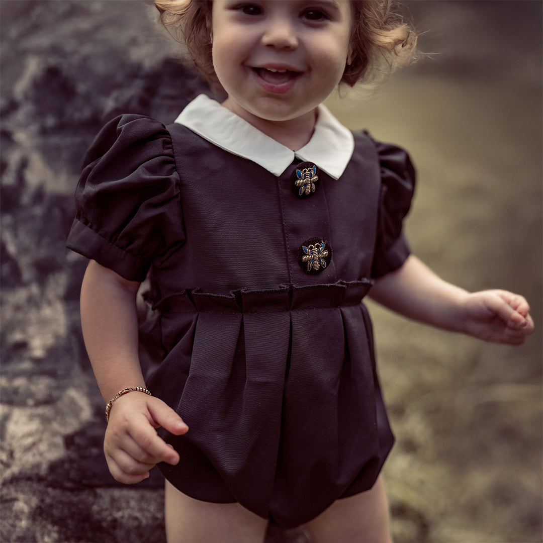 Black Taffeta Romper