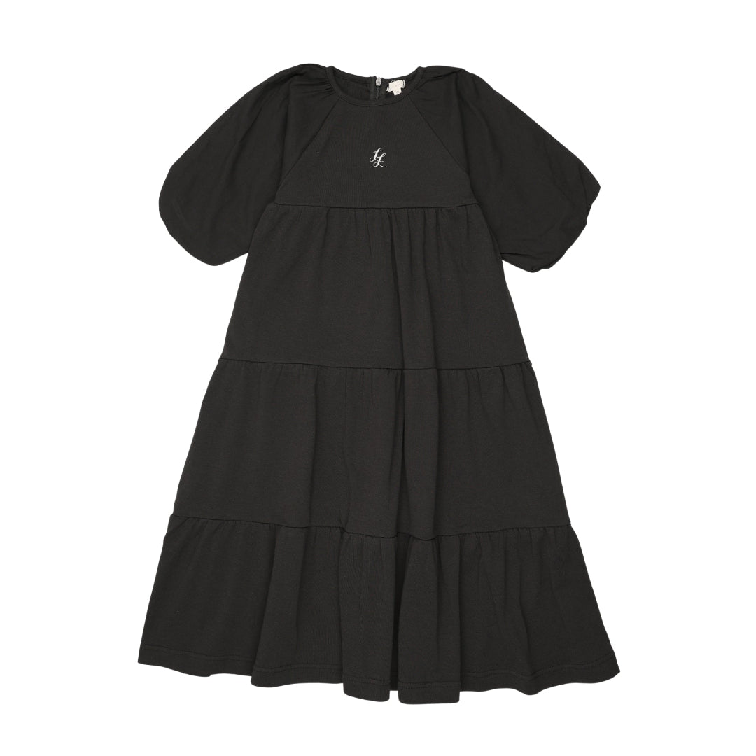 Black 3/4 Sleeve Puff Sleeve Maxi