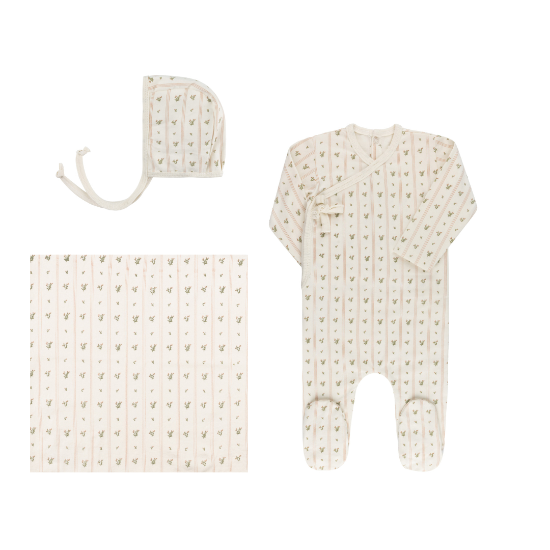 Pink Linear Floral Layette Set