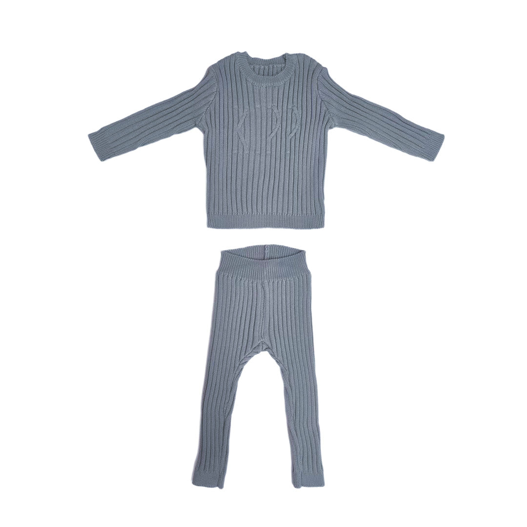 Blue Luke Rib Knit Set
